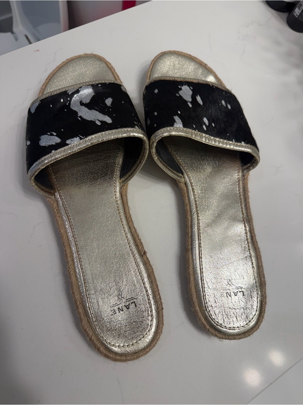 Lane Black & Silver Slide Sandals - Picture 2 of 6